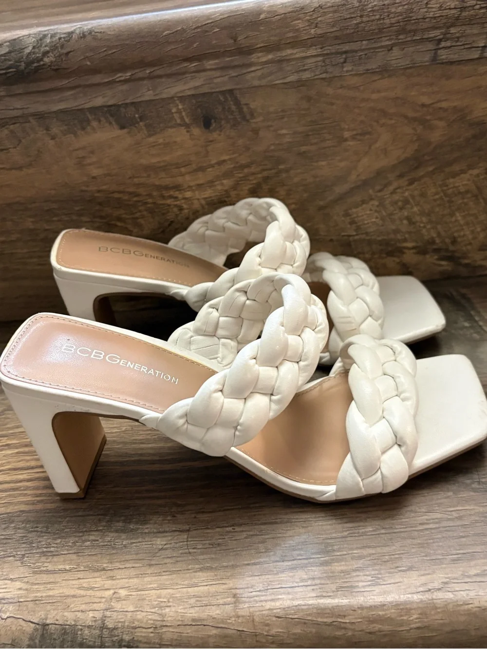 BCBGeneration Cream Braided Platform Sandals